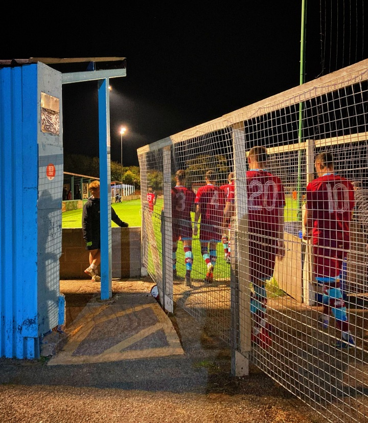 Colwyn Bay players enter the field at their Llanellian Road ground
