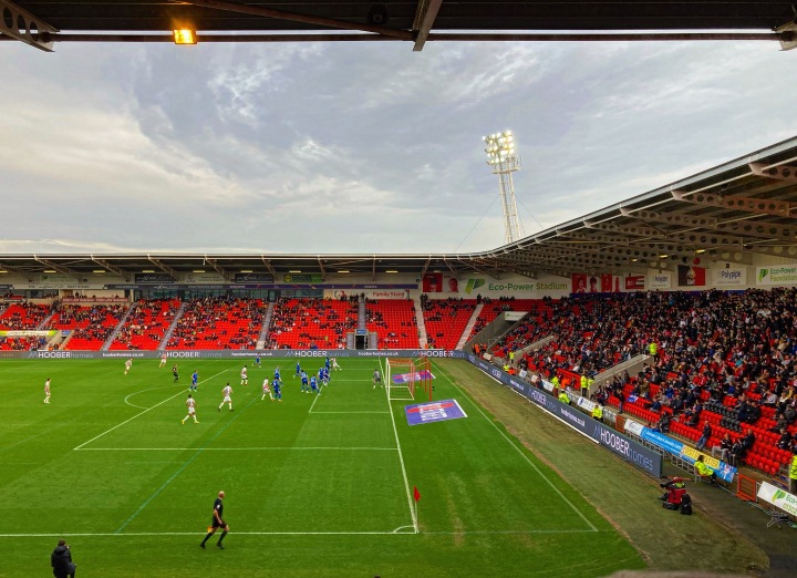 Match action as Doncaster Rovers take on Gillingham at the Eco-Power Stadium